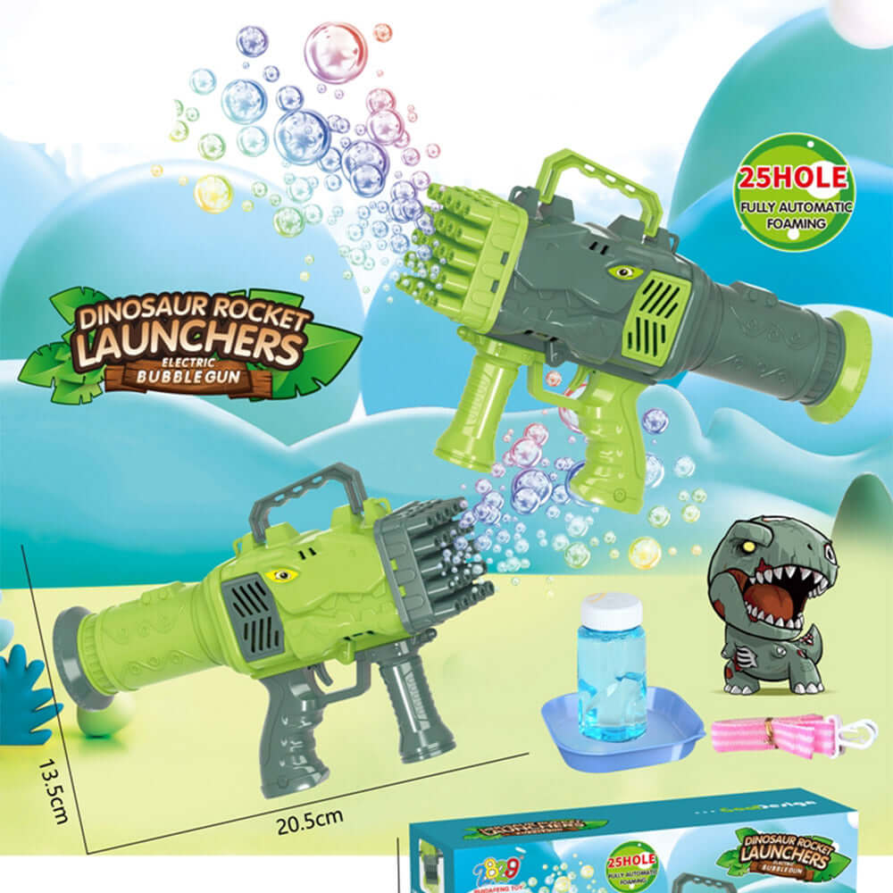 Electric Children's Fan Dinosaur Bubble Machine For Kids Blue Bubble Blower  Toy