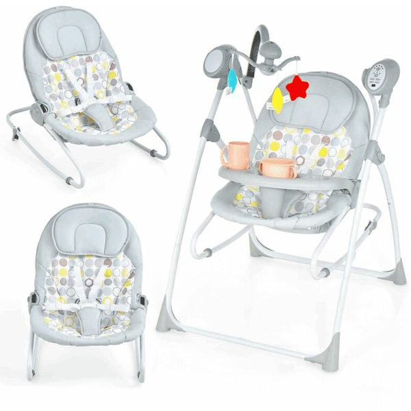 Baby Swing for Infants, 5 Speed Electric Bluetooth Baby Rocker for Newborn,  3 Timer Settings & 10 Pre-Set Lullabies, Portable Baby Swing with Tray and