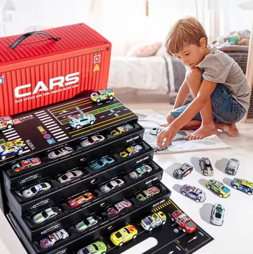 CONTAINER ALLOY CAR MODEL FINALE INERTIA PULL BACK MINI CAR TOY - 48PCS