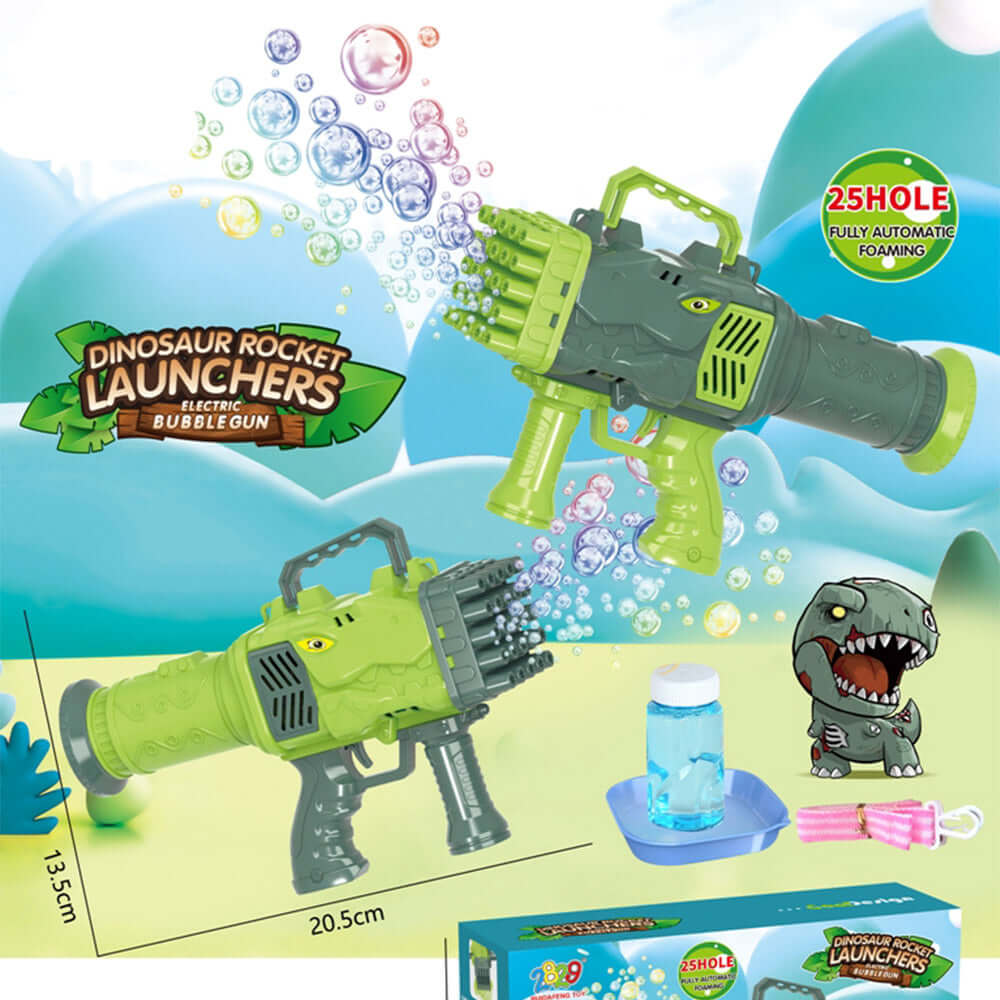 25 HOLE DINOSAUR BUBBLE MACHINE GUN