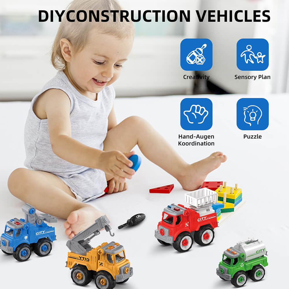 PACK OF 4 MINI CITY SANITATION DIY TRUCK