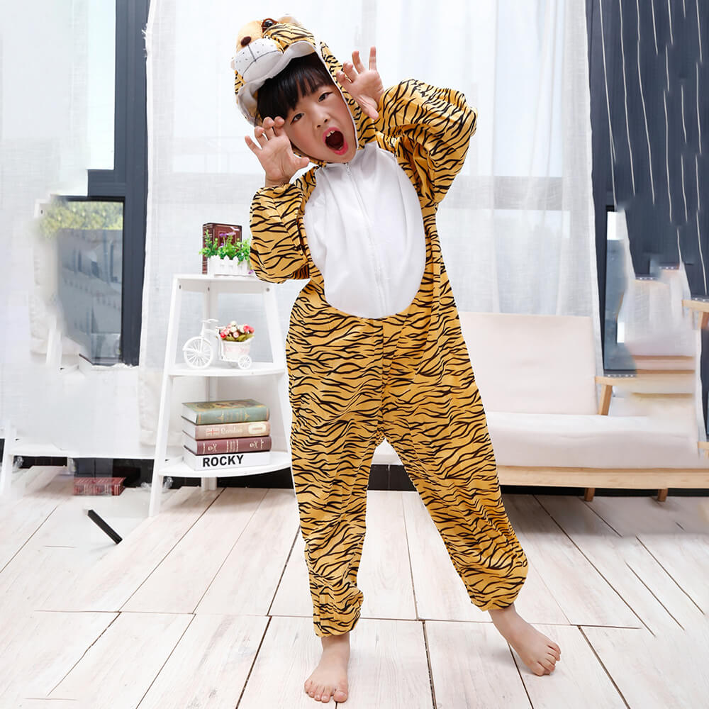 KIDS TIGER COSTUME WITH JUMP SUIT AND HEADSET