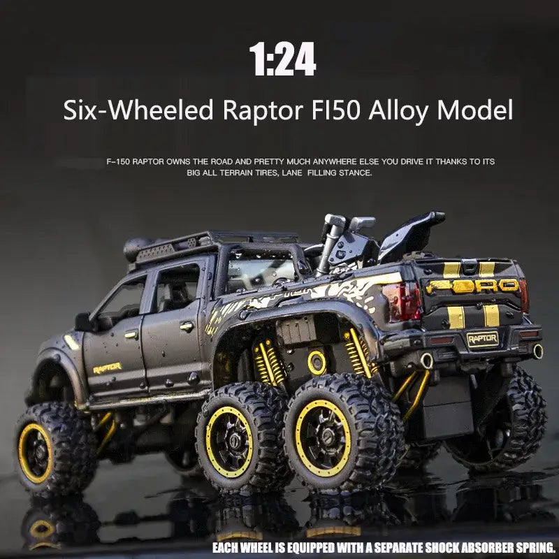 1:28 FORD RAPTOR F150V 6X6 MODIFIED OFF ROAD ALLOY DIECAST MODEL