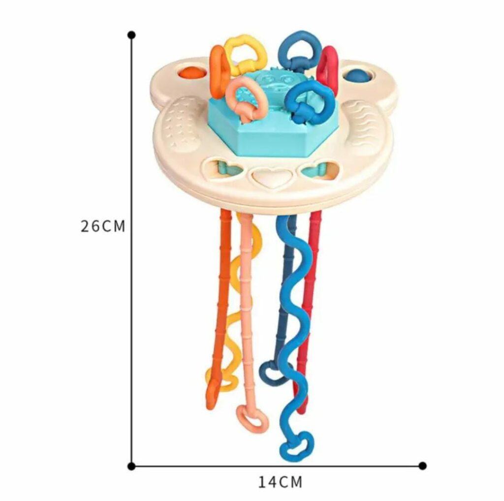 BABY TEETHER PULL STRING SENSORY RATTLE TOY