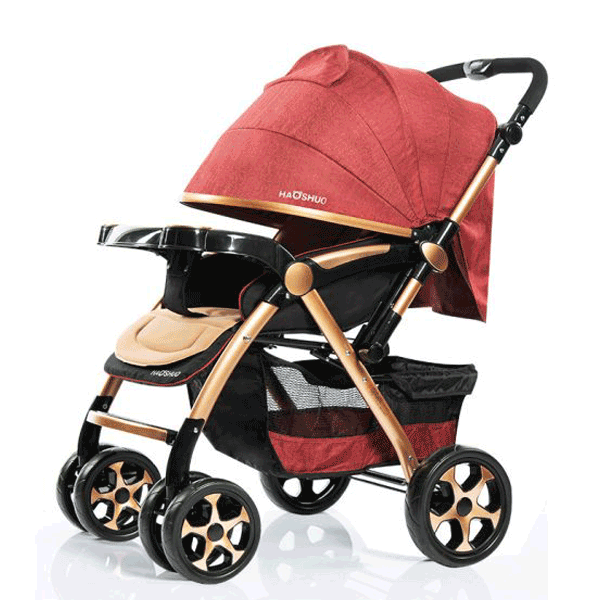 BIG SIZE LUXURY FOLDABLE BABY STROLLER TWO WAY HANDLE