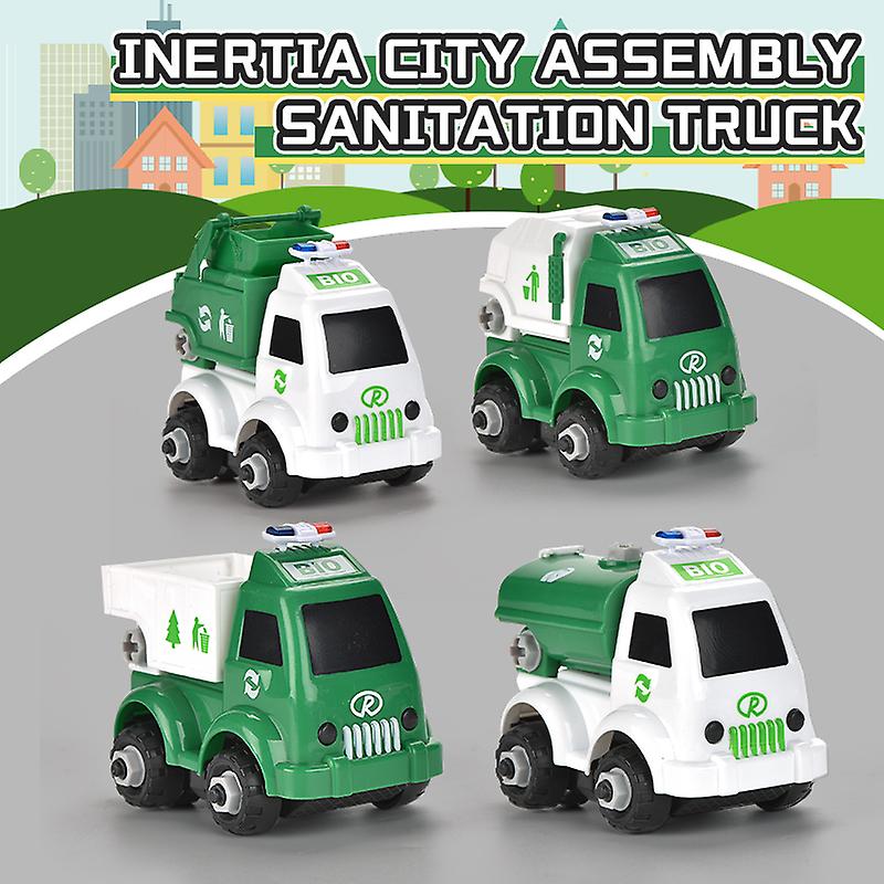 PACK OF 4 MINI CITY SANITATION DIY TRUCK