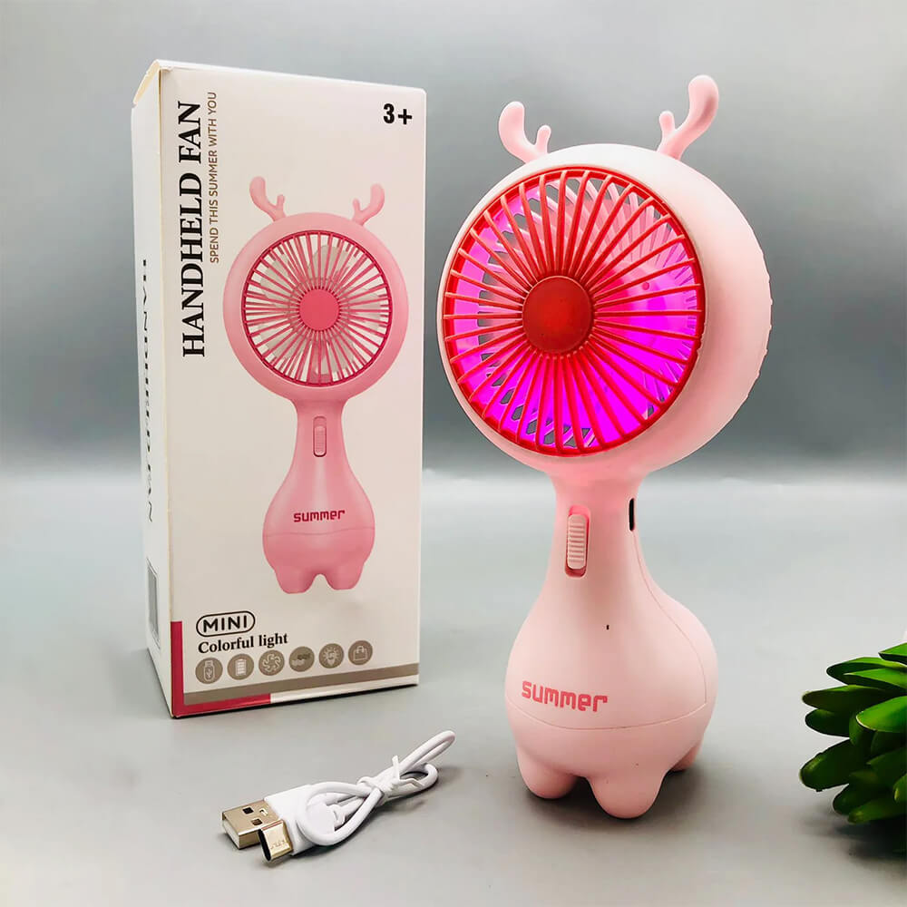 RECHARGEABLE HANDHELD COLORFUL LIGHTS COOLING FAN