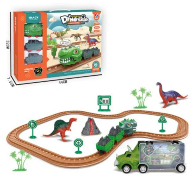 DIY PREMIUM BATTERY OPERATED DINOSAUR TRAIN & TRACK SET - 31 PCS