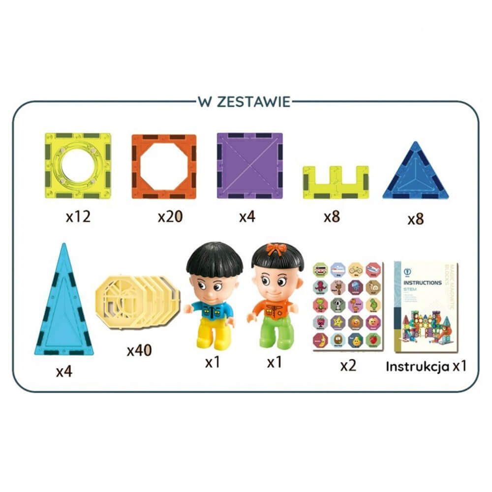 52 PCS 3D CONSTRUCTION MAGNETIC BUILDING BLOCKS