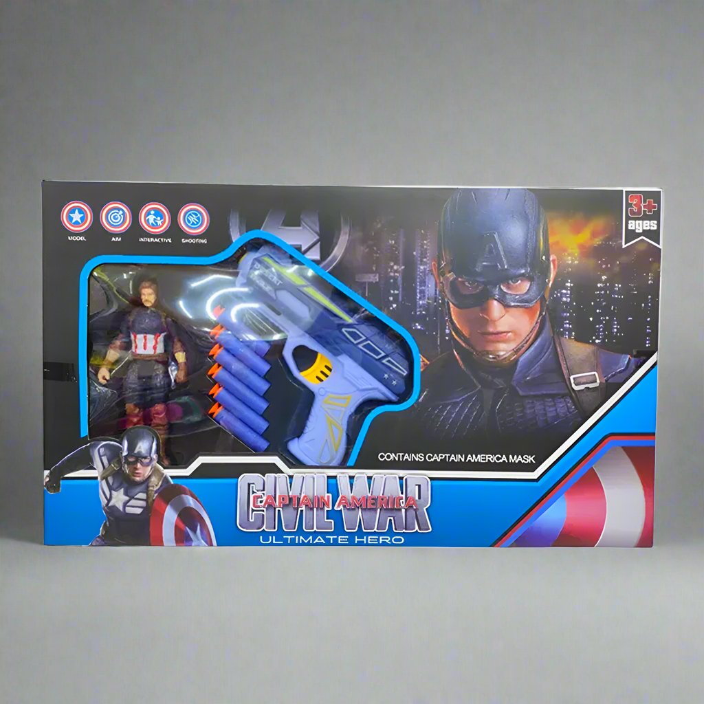 AVENGERS ULTIMATE HERO SOFT BULLETS GUN - CAPTAIN AMERICA