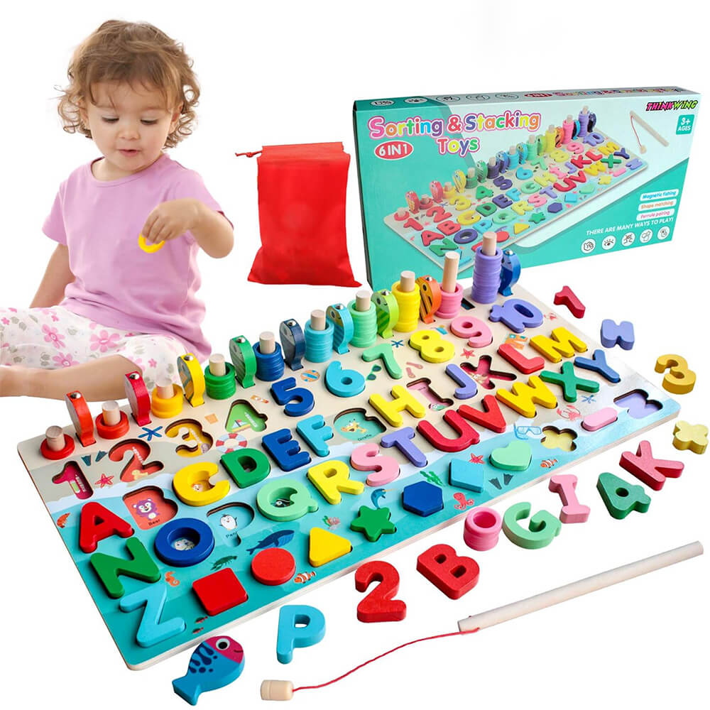 6 IN 1 COUNTING MATH LEARNING TOY WITH MAGNET FISHING GAME