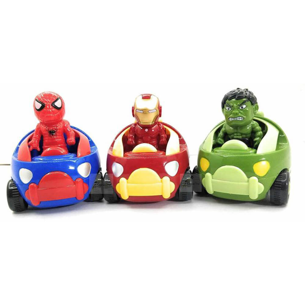 IRONMAN SPIDERMAN & HULK MOVING HEAD FRICTION CAR -PACK OF 1