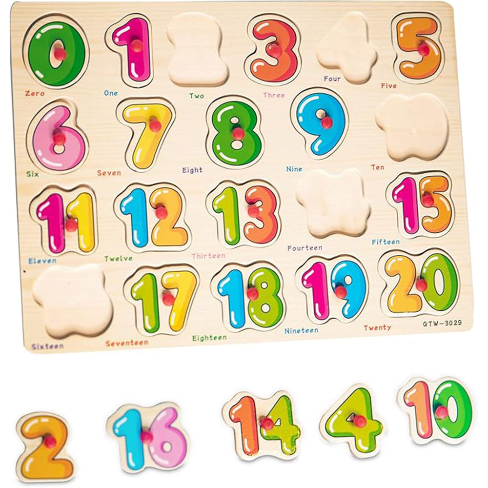 WOODEN NUMERIC TRACING PUZZLE PIN BOARD