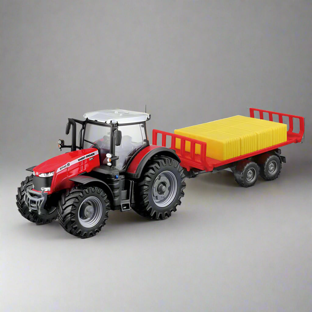 BBURAGO MASSEY FERGUSSON TRACTOR WITH BALE TRAILER - 10CM