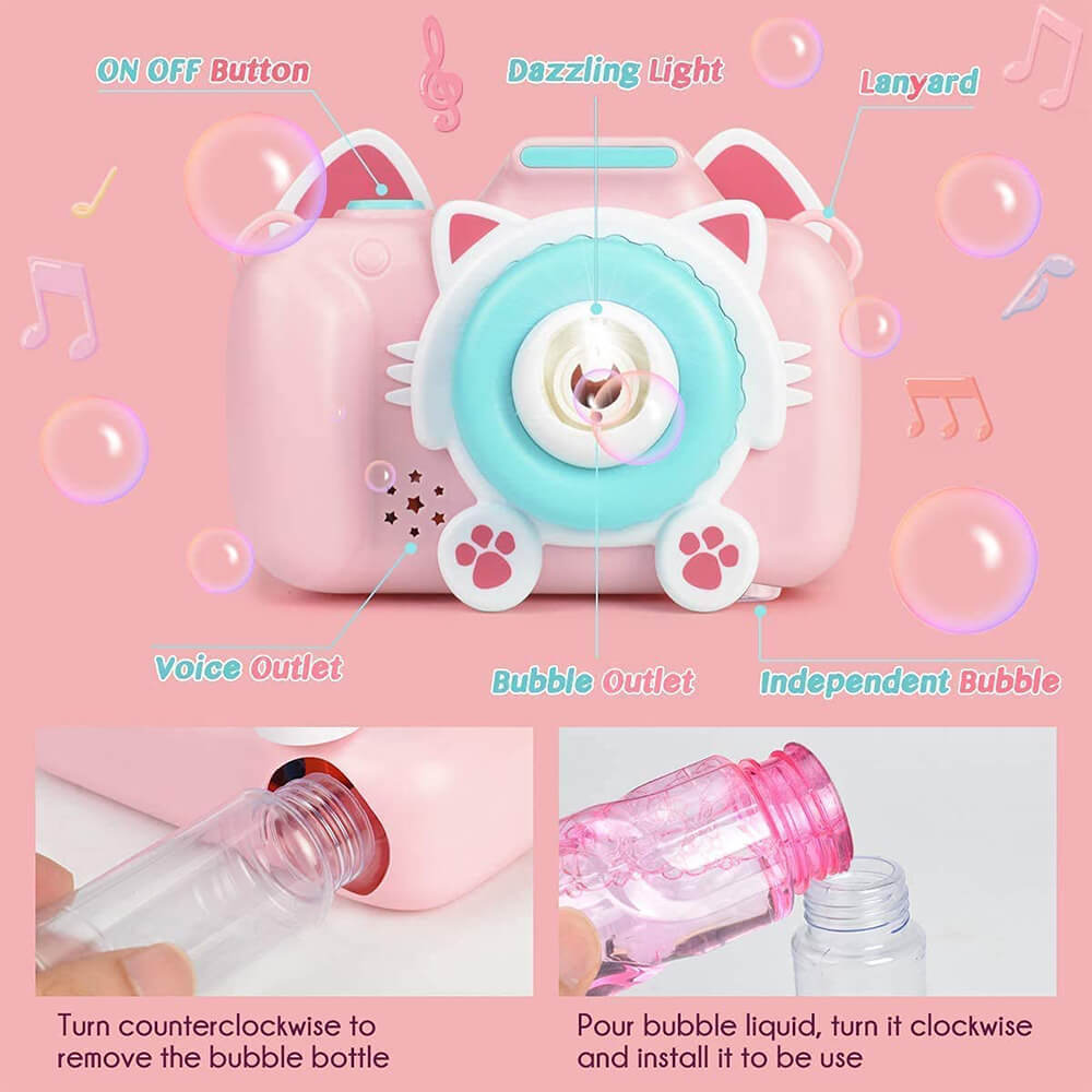 FUN KITTY BUBBLE CAMERA WITH LIGHTS & MUSIC