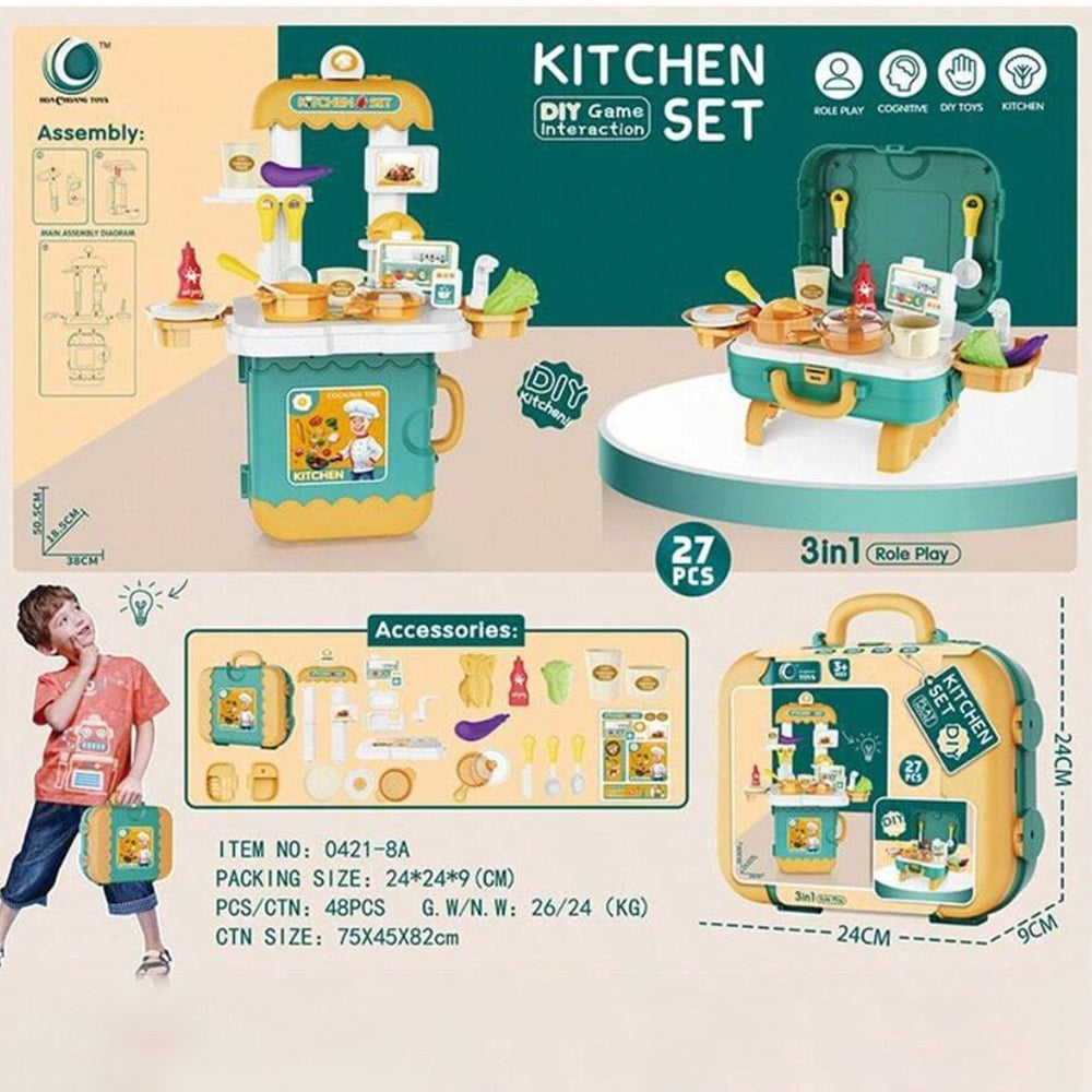 3 IN 1 DIY KITCHEN PLAY SET - 27 PCS