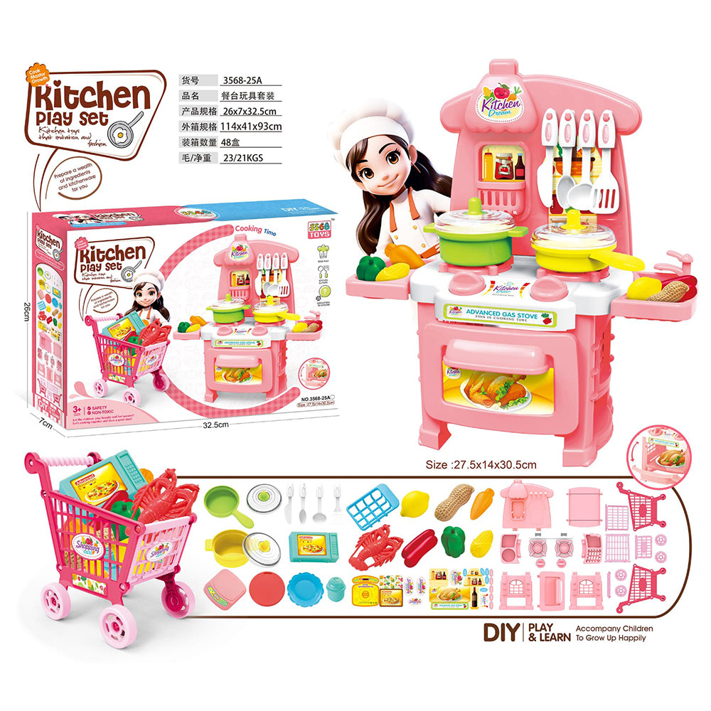 DIY KITCHEN SET WITH FOOD CART FOR GIRL