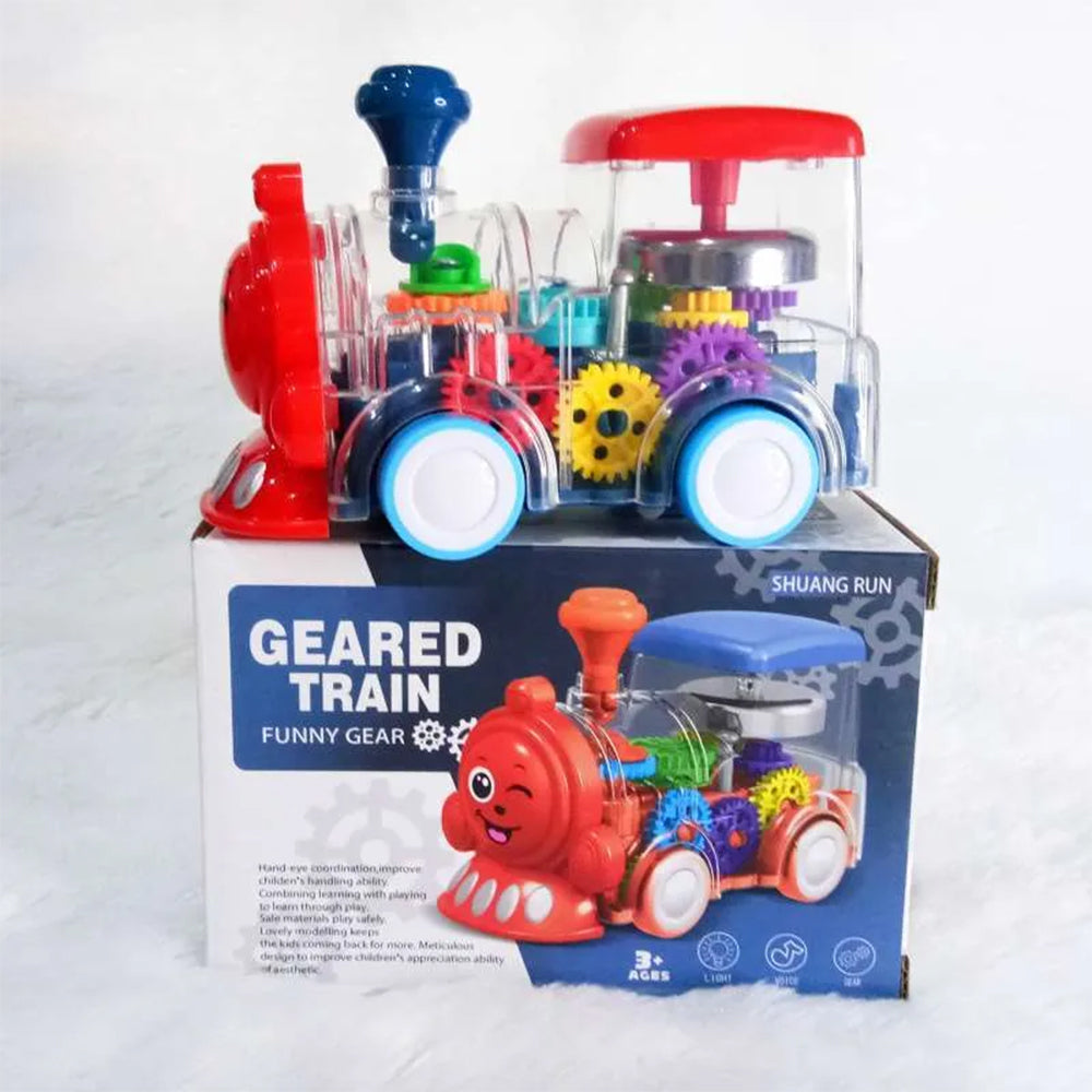 GEARED TRAIN WITH MOVING GEARS TINKLING AND LIGHT