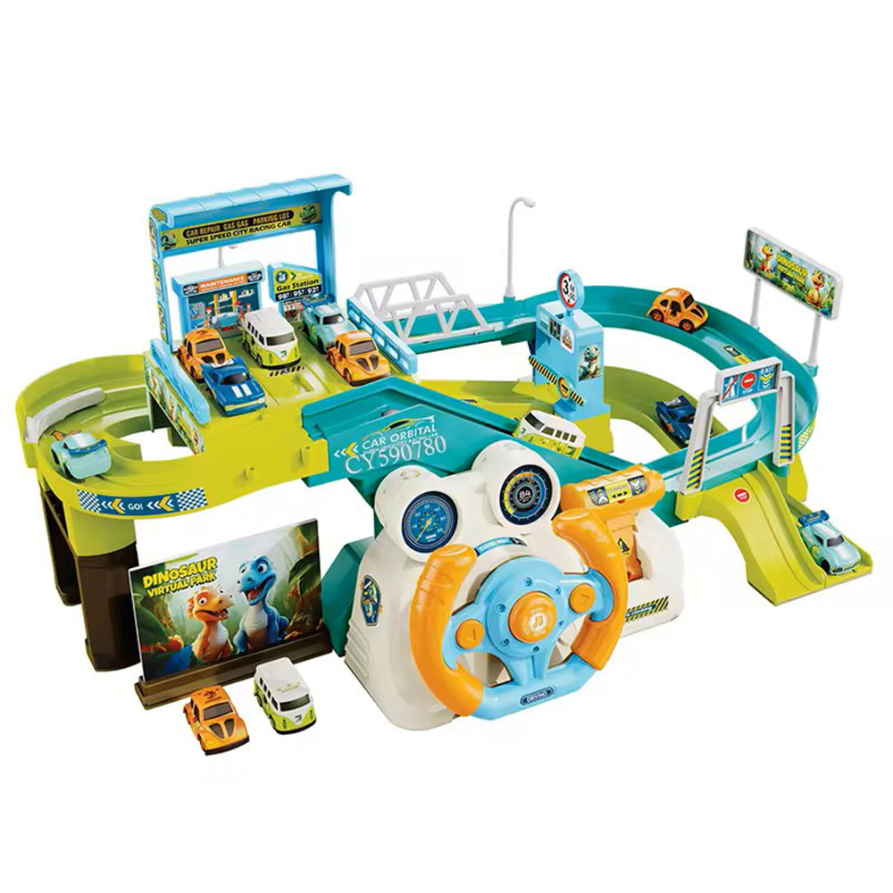 DINOSAUR STEERING WHEEL 4 CAR BREAKOUT ADVENTURE TRACK SET