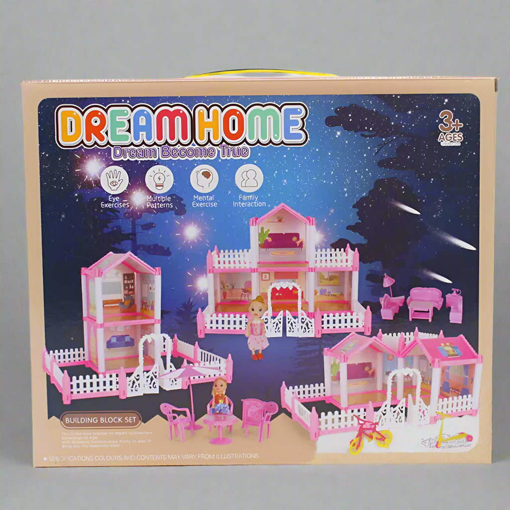 DIY PRINCESS 2-ROOMS DREAM DOLL HOUSE PLAY SET