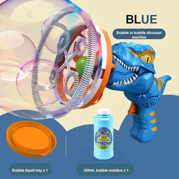 ELECTRIC DINOSAUR DOUBLE BUBBLE MACHINE GUN