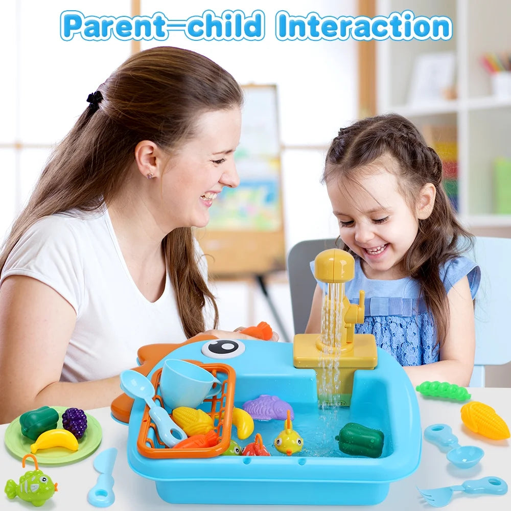 2 IN 1 DINOSAUR ELECTRIC DISHWASHER SINK PRETEND PLAY