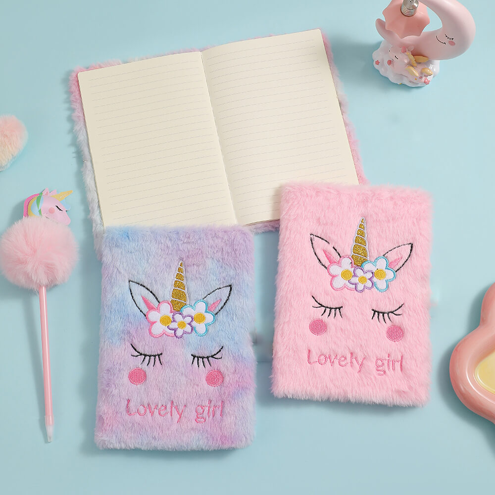 PLUSH FLUFFY UNICORN NOTEBOOK DIARY