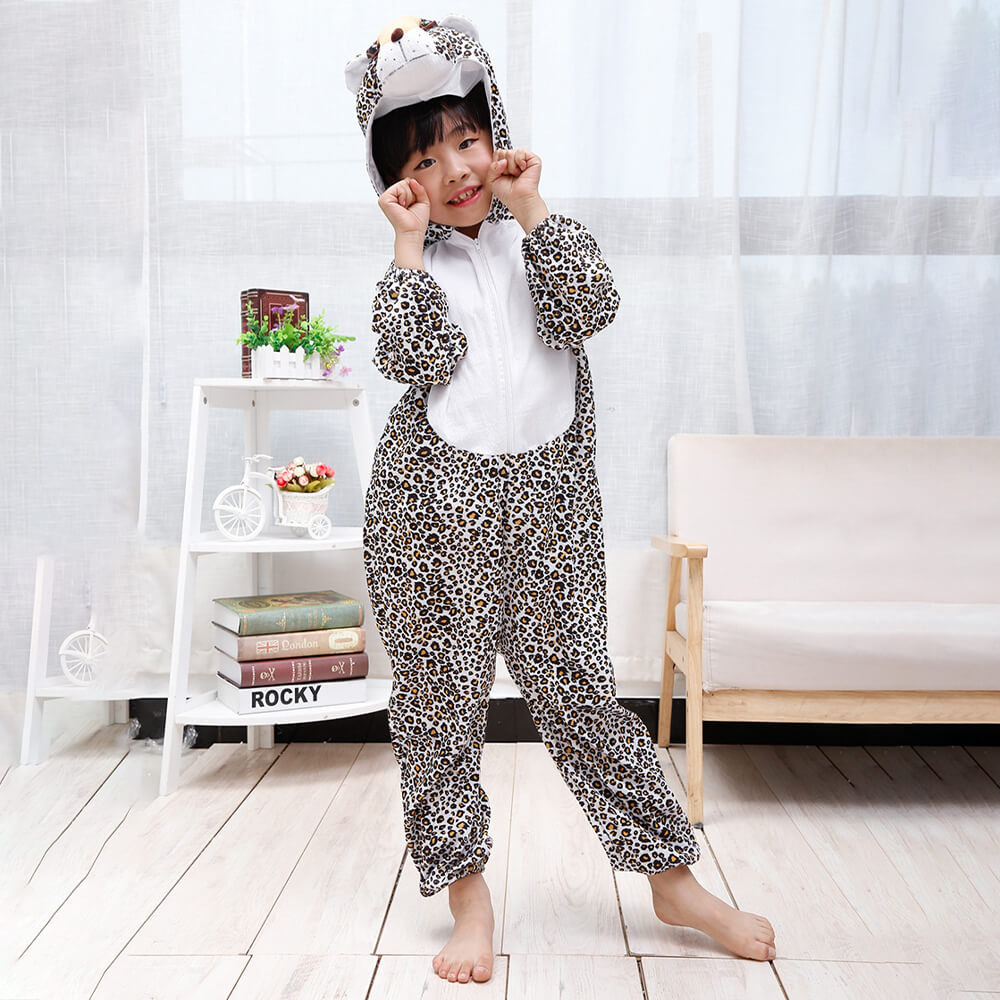 KIDS LEOPARD COSTUME WITH JUMP SUIT AND HEADSET