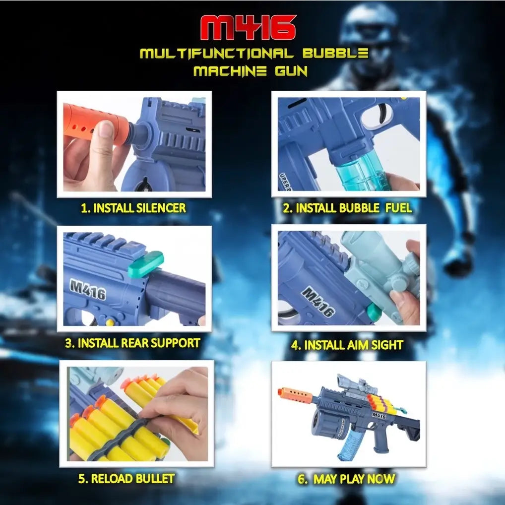 M416 ELECTRIC BUBBLE GUN SOFT BULLET WITH LIGHT & SOUND