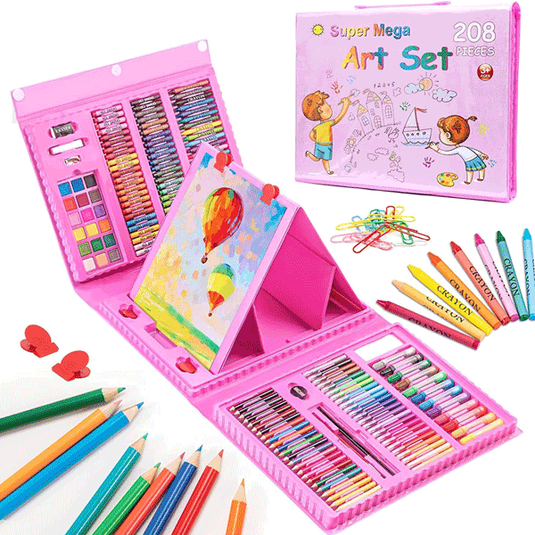 208 PIECE DOUBLE SIDED TRIFOLD ART SET FOR KIDS