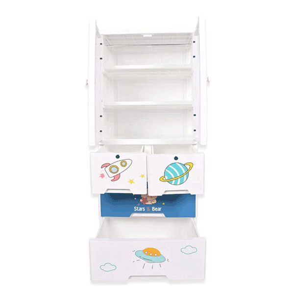 KIDS & BABIES STORAGE HOME BOX WITH HANGING & SHELVES - 3 DRAWERS - BEAR