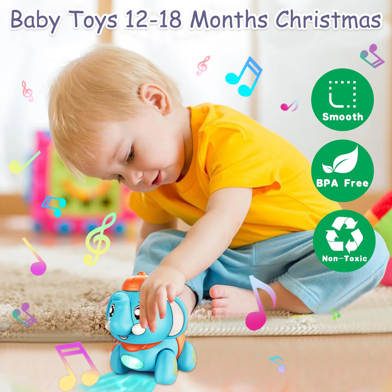 MUSICAL ELEPHANT CRAWLING TOY