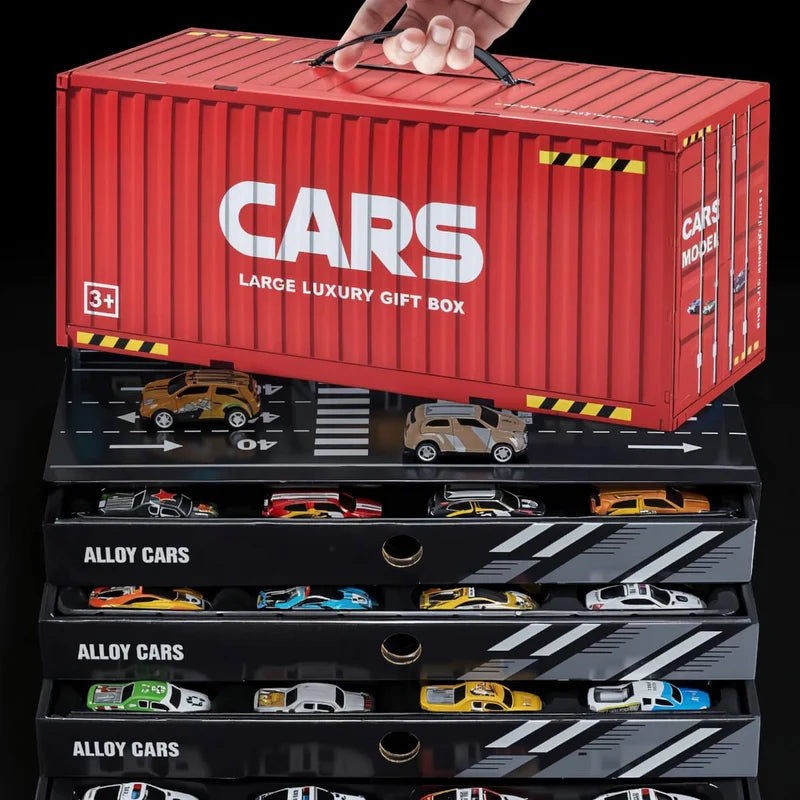 CONTAINER ALLOY CAR MODEL FINALE INERTIA PULL BACK MINI CAR TOY - 48PCS
