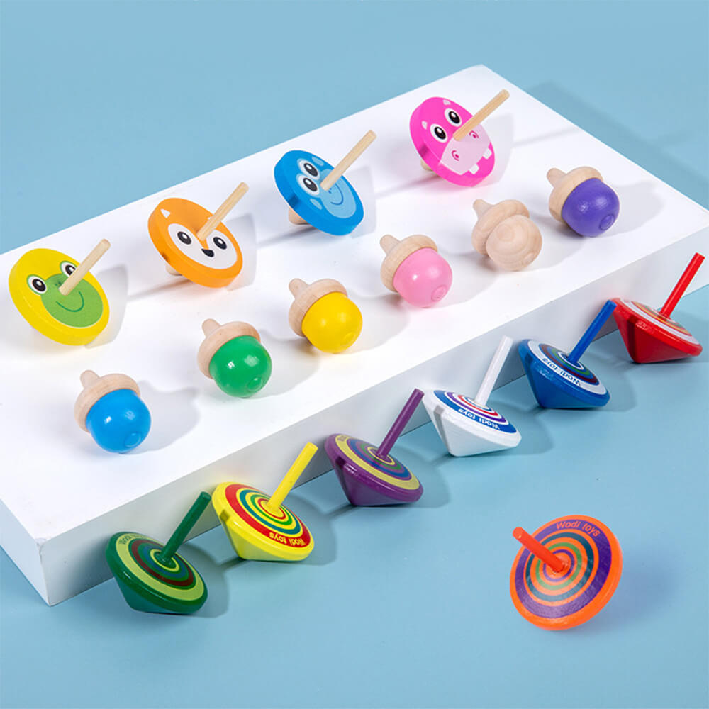 17 PCS MINI WOODEN SPINNING TOP