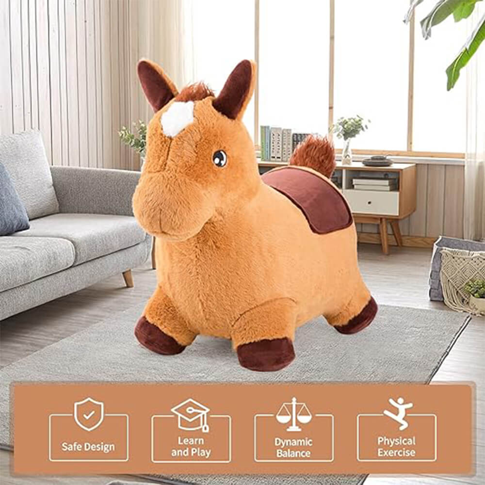 INFLATABLE PLUSH BROWN BOUNCING HORSE FOR KIDS