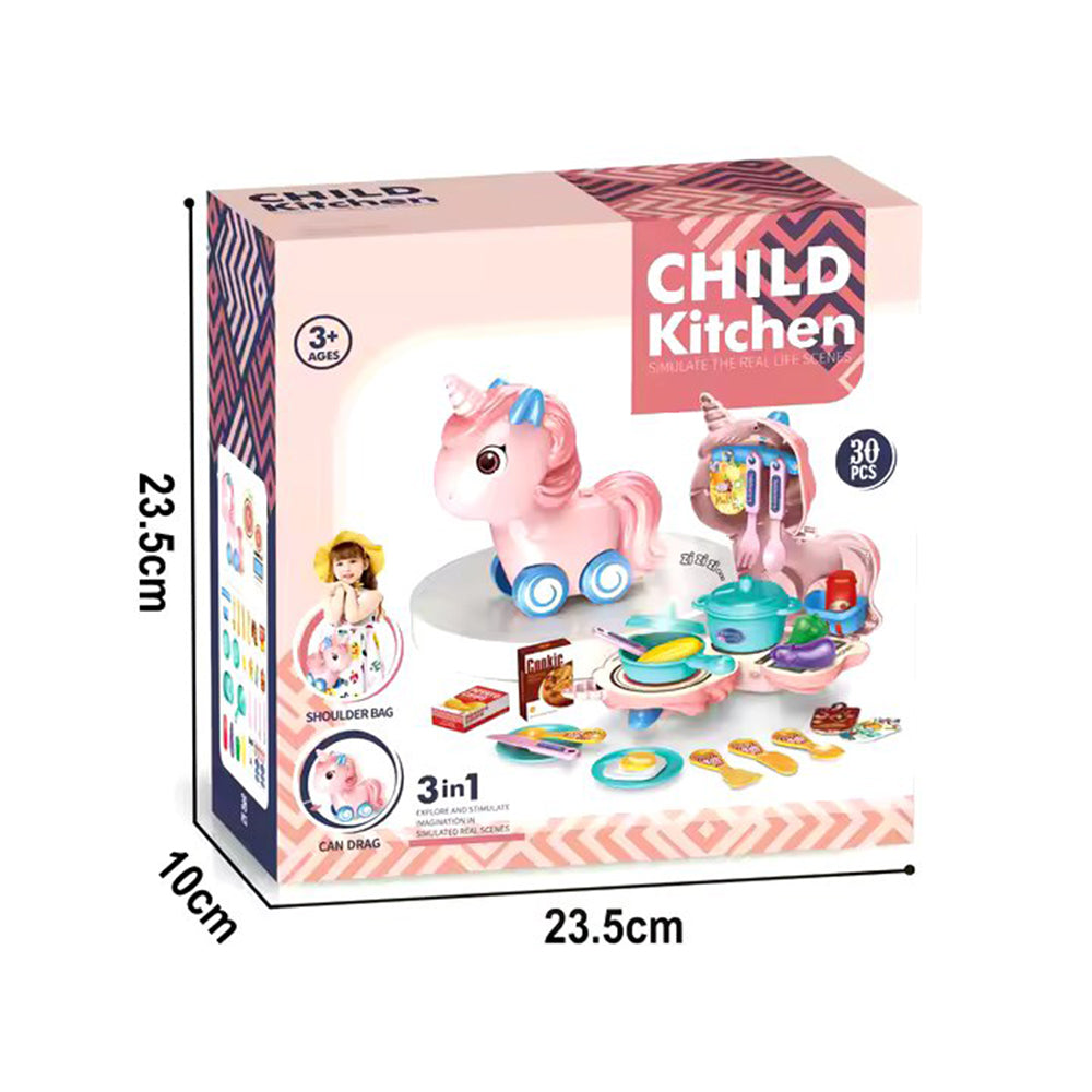 3 IN 1 CHILD KITCHEN PLAY SET & BAG - 30 PCS