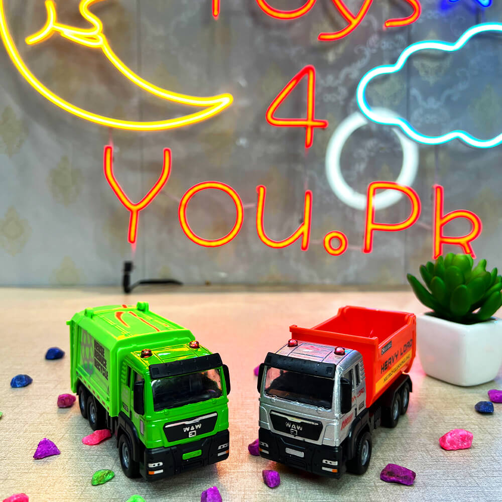 PACK OF 2 - MINI METAL GARBAGE TRUCK