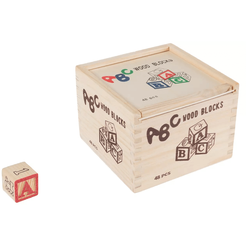 ABC & 123 WOODEN BLOCK SET - 48 PIECES