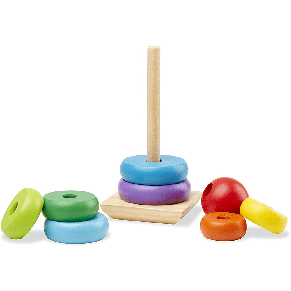 WOODEN STACKER RAINBOW RING TOWER