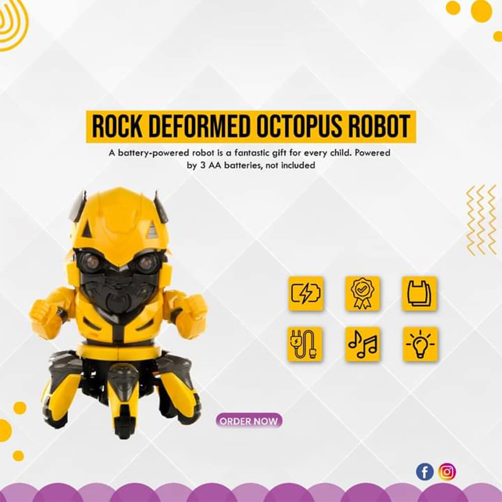 ROCK DEFORMED OCTOPUS ROBOT WITH LIGHT & SOUND