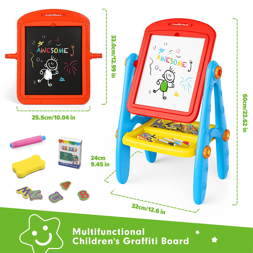 DOUBLE SIDED CHALKBOARD AND WHITEBOARD WITH PAINTING ACCESSORIES