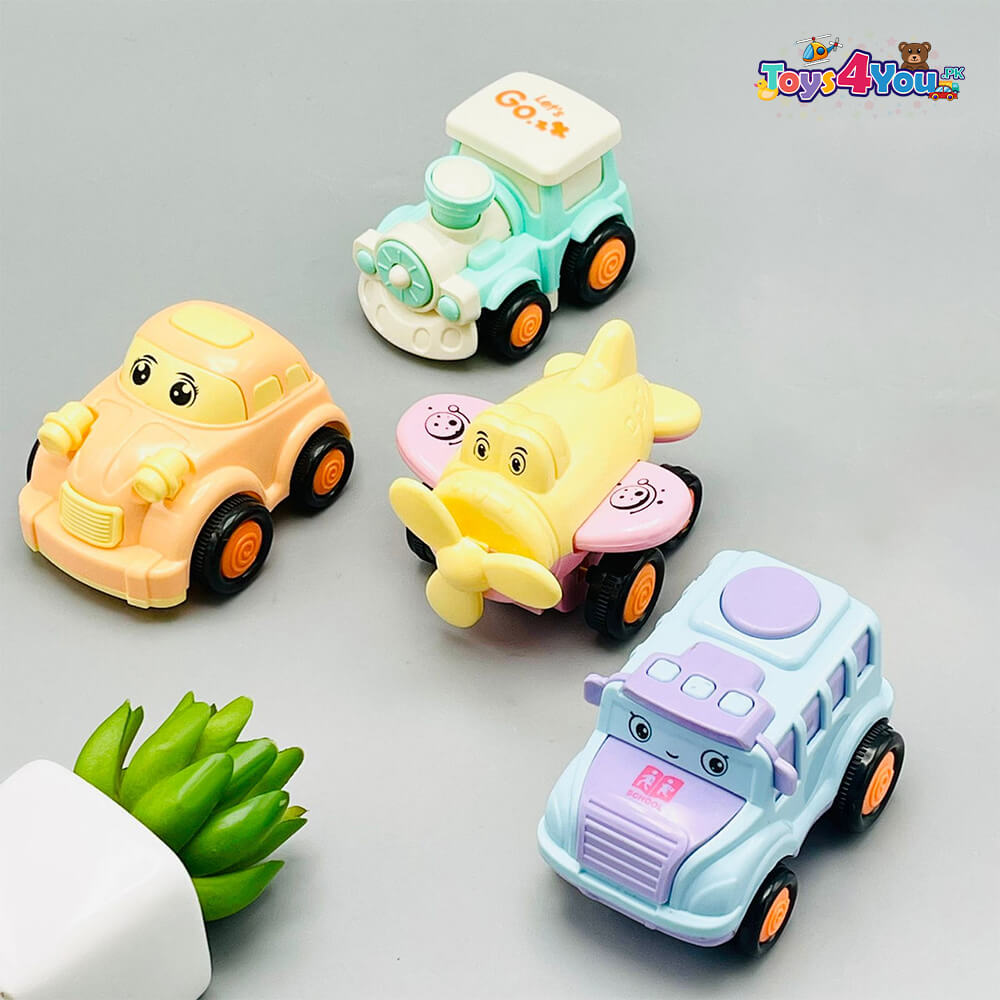 KIDS PULL BACK FRICTION MINI CAR - PACK OF 4