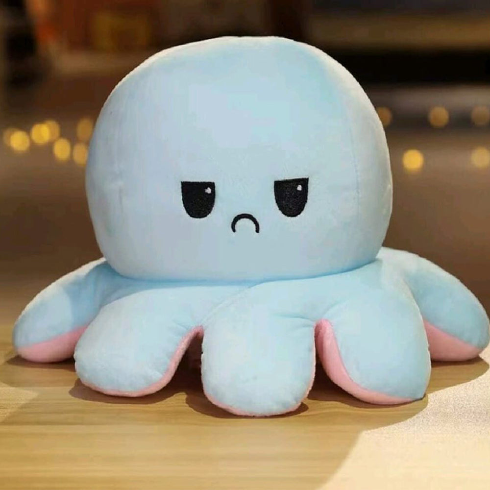 CUTE REVERSIBLE OCTOPUS HAPPY SAD PLUSH TOY –