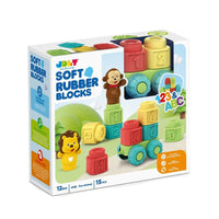 Thumbnail for SOFT EDUCATIONAL RUBBER ANIMAL BUILDING BLOCKS - 15 PIECES