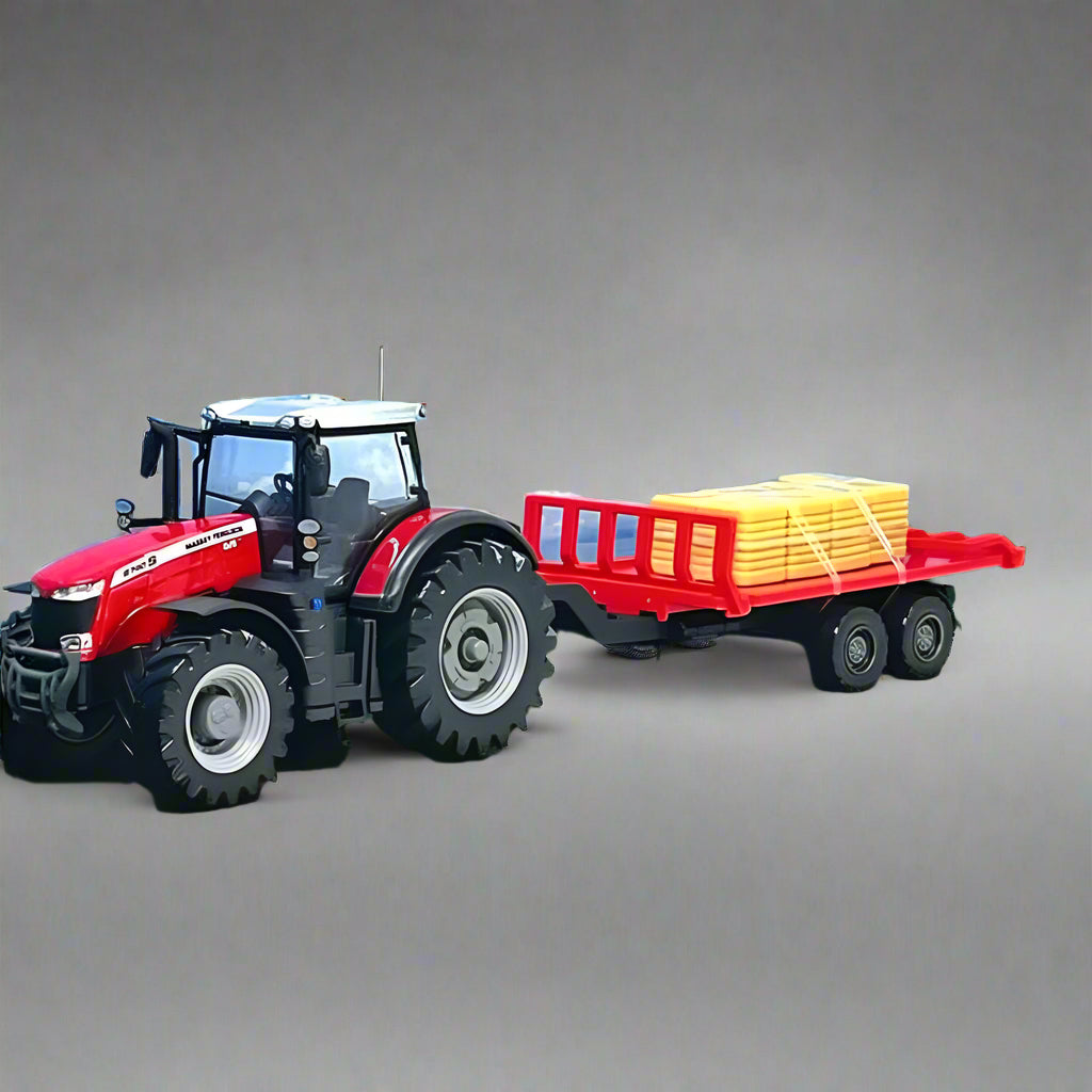 BBURAGO MASSEY FERGUSSON TRACTOR WITH BALE TRAILER - 10CM