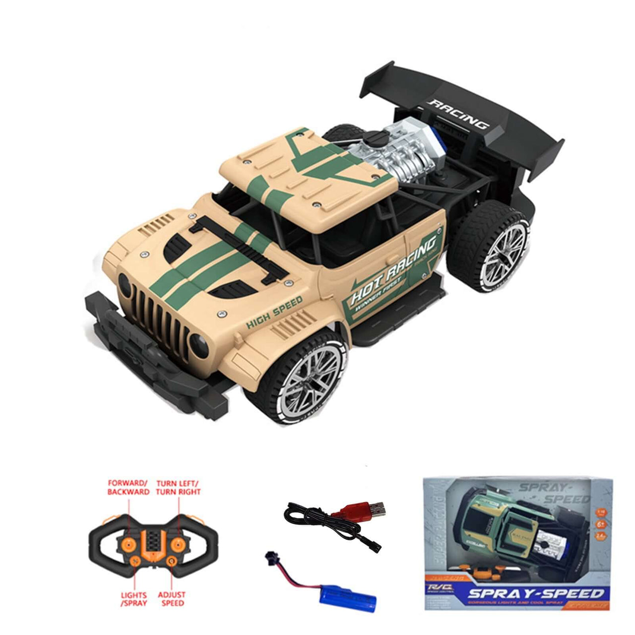 RC DRIFT RACING CAR WITH SPRAY