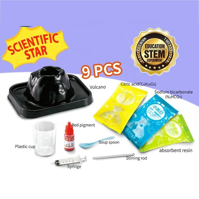 DIY 2IN1 VOLCANO SCIENTIFIC EXPERIMENT SET - 9PCS