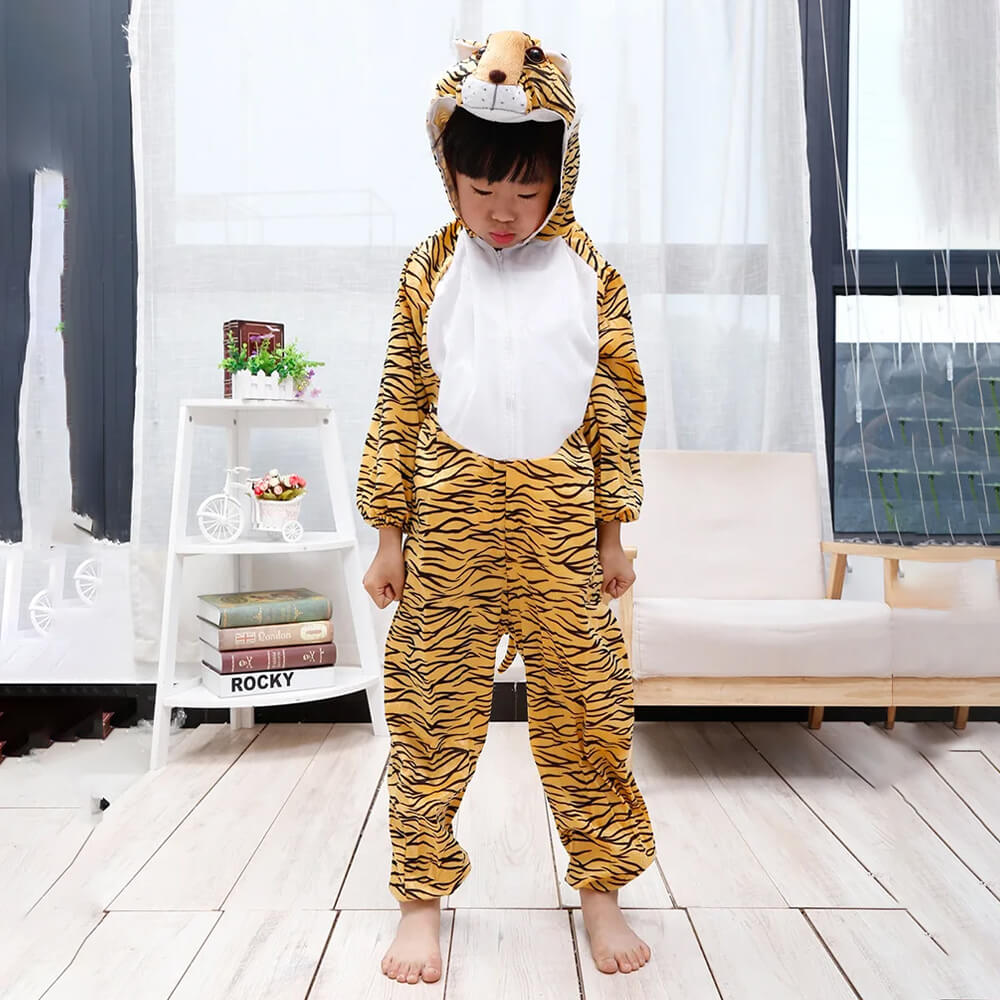 KIDS TIGER COSTUME WITH JUMP SUIT AND HEADSET