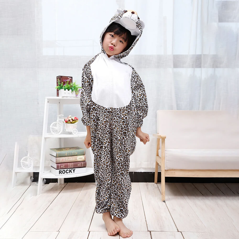 KIDS LEOPARD COSTUME WITH JUMP SUIT AND HEADSET