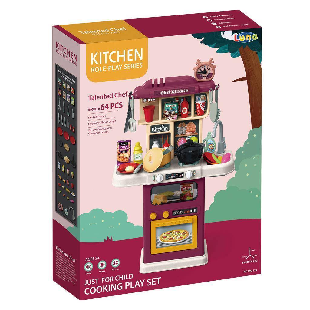 ROLE-PLAY KITCHEN COOKING PLAY SET - 64 PCS